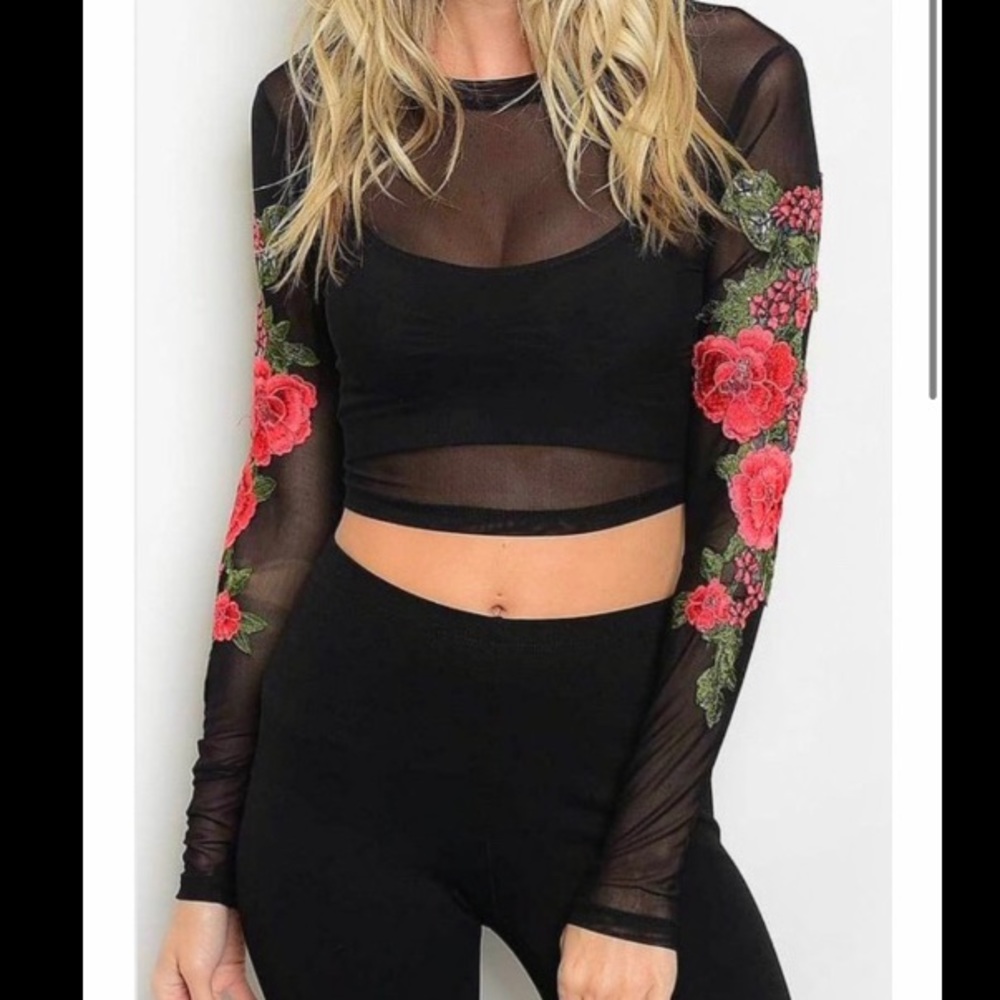 Nina floral mesh top